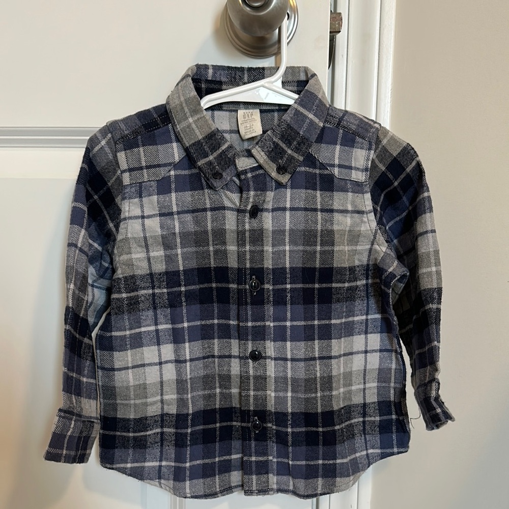 Plaid Kids Shirt - Blue and Gray